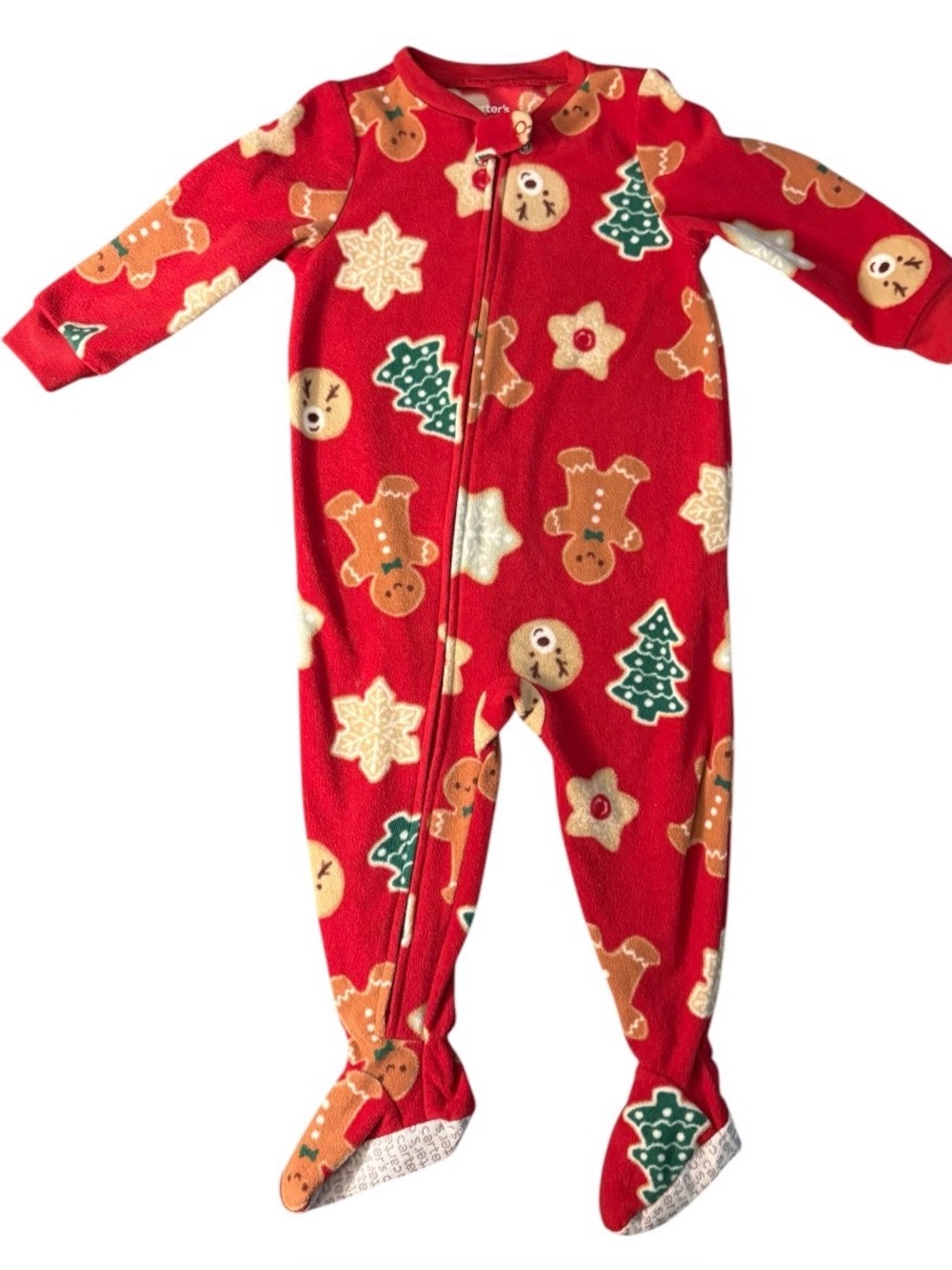 Carter's Red Gingerbread & Tree Footed One-Piece Pajamas